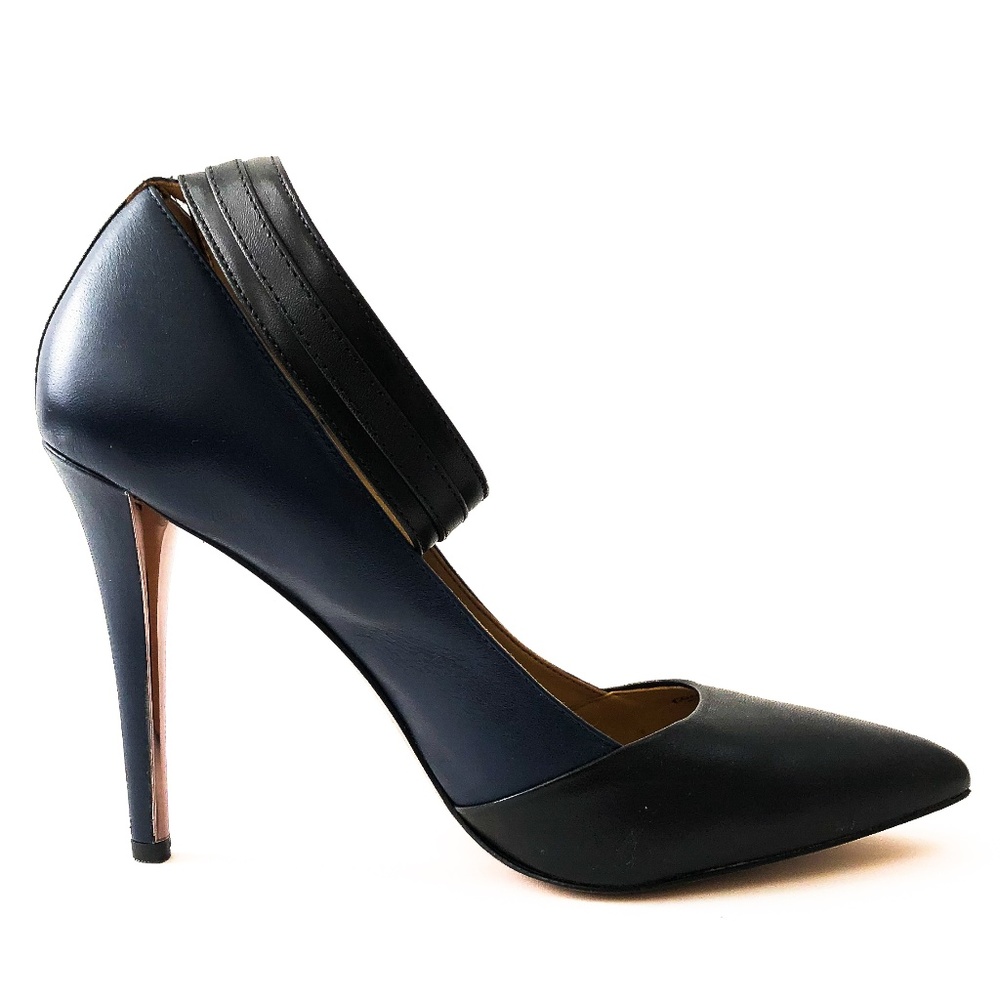 Coach Two Tone Ankle Strap Blue and Black Heel